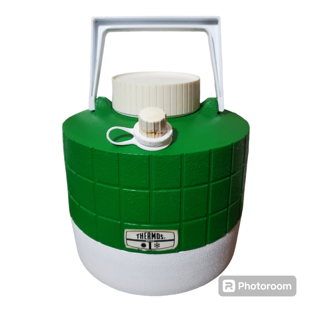 Vintage Green/White Thermos Cooler